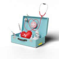 primo aiuto kit Borsa con stetoscopio, siringa, rosso cuore - png