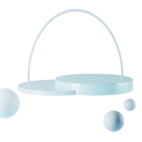 minimalista il giro blu podio modello con cancello e scena con 3d interpretazione astratto sfondo composizione, illustrazione finto su di geometria piattaforma forma per Prodotto Schermo trasparente png