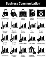 A set of 20 business icons as lock settings, revenue growth, search analytics vector