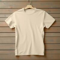 AI generative of a blank t-shirt in cream color in high quality, perfect to create a mockup preview photo