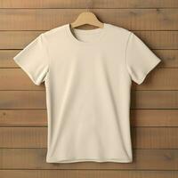 AI generative of a blank t-shirt in cream color in high quality, perfect to create a mockup preview photo