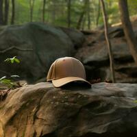 AI Generative Photo of blank light brown baseball hat, ultra realistic, 8K, suitable to create hat mockup or cap mockup