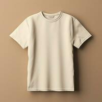 AI generative of a blank t-shirt in cream color in high quality, perfect to create a mockup preview photo