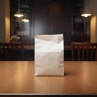 High quality photo of blank paper bag on the table