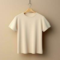 AI generative of a blank t-shirt in cream color in high quality, perfect to create a mockup preview photo