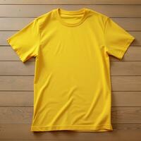 AI generative High quality blank t-shirt in yellow color, perfect to create mockup preview photo
