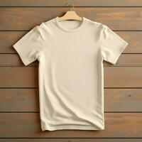 AI generative of a blank t-shirt in cream color in high quality, perfect to create a mockup preview photo