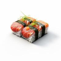 AI Generative High quality of 3D style design of futomaki sushi with white background photo