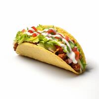 3D design of delicious tacos in white background photo