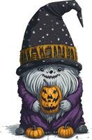 Watercolor hand drawn halloween gnome vector