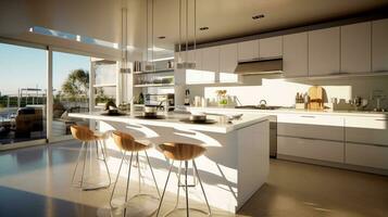 interior design of kitchen and modern dining room Created with AI photo