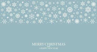 Christmas background with white snowflakes and congratulatory text. Template, background, vector