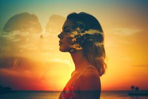 Summer Themed Double Exposure Bikini Portrait photo