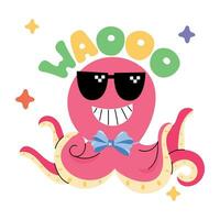 Trendy Octopus Emoji vector