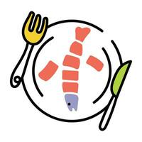 Trendy Eating Fish vector