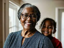 photo of black woman take care senior black woman at home, generative AI