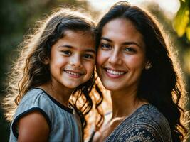 foto de contento familia madre y hija, generativo ai