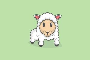 Cute Sheep animal cartoon vector illustration. Animal nature objects icon concept. Farm animal sheep cartoon character.