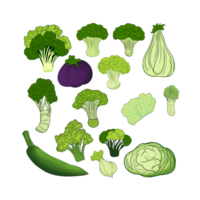 set of green vegetables, Set of watercolor mixed vegetables Easy to draw, vegetables Set with transparent background png