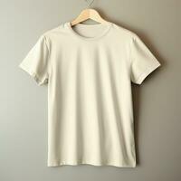 AI generative of a blank t-shirt in cream color in high quality, perfect to create a mockup preview photo