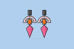 Girls earring with gemstone vector illustration. Beauty fashion objects icon concept. New arrival women jewelry earrings vector design.
