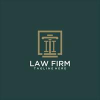 II initial monogram logo for lawfirm with pillar design in creative square vector