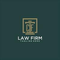 CF initial monogram logo for lawfirm with pillar design in creative square vector