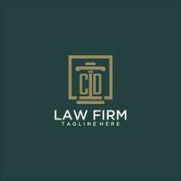 CD initial monogram logo for lawfirm with pillar design in creative square vector