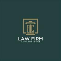 AC initial monogram logo for lawfirm with pillar design in creative square vector