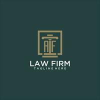 AF initial monogram logo for lawfirm with pillar design in creative square vector