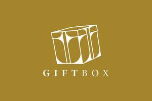 Gift box wrapped vector logo design. Gift icon design concept. Black Friday and Christmas gift box logo design.