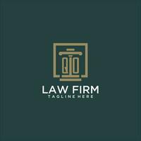 QO initial monogram logo for lawfirm with pillar design in creative square vector