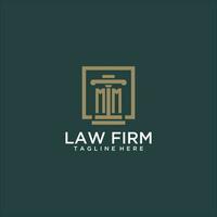 MM initial monogram logo for lawfirm with pillar design in creative square vector