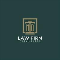 MO initial monogram logo for lawfirm with pillar design in creative square vector