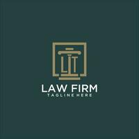 LT initial monogram logo for lawfirm with pillar design in creative square vector
