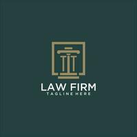 TT initial monogram logo for lawfirm with pillar design in creative square vector