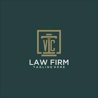 VC initial monogram logo for lawfirm with pillar design in creative square vector