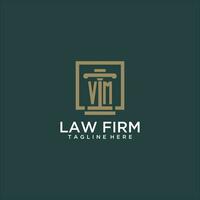 VM initial monogram logo for lawfirm with pillar design in creative square vector