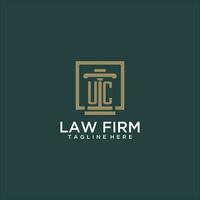 UC initial monogram logo for lawfirm with pillar design in creative square vector