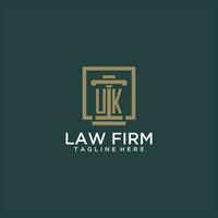 UK initial monogram logo for lawfirm with pillar design in creative square vector