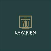 VU initial monogram logo for lawfirm with pillar design in creative square vector