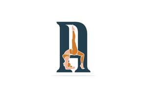 Sports yoga women in letter A vector design. Alphabet letter icon concept. Sports young women doing yoga exercises with letter A logo design.