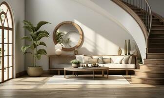 bright interior design of a modern entrance hall. AI Generated photo