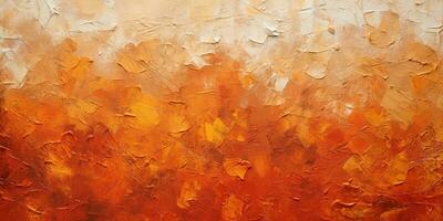 Generative AI, Closeup of impasto abstract rough autumn colors art painting texture, orange fall background photo
