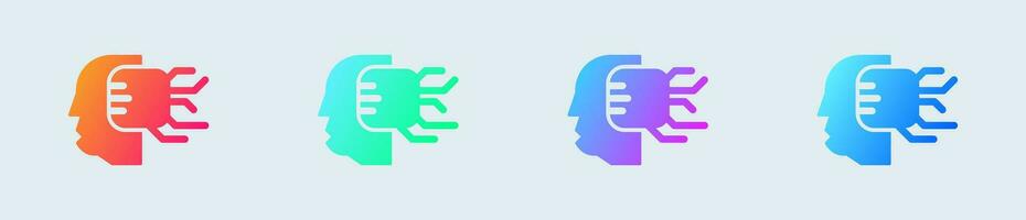 Artificial intelligence solid icon in gradient colors. Brain signs vector illustration.