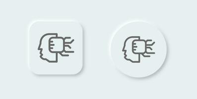 Artificial intelligence line icon in neomorphic design style. Brain signs vector illustration.