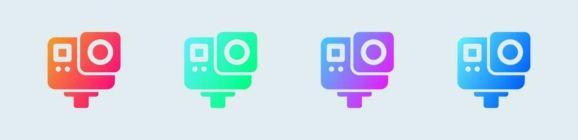 Action cam solid icon in gradient colors. Sport camera signs vector illustration.