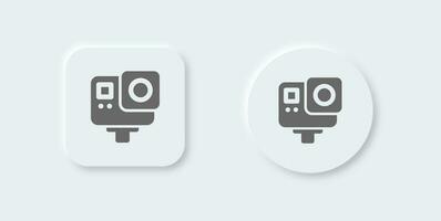 Action cam solid icon in neomorphic design style. Sport camera signs vector illustration.