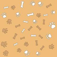 Seamless boho patterns with bone and paw dog. Contemporary minimalistic trendy yellow gradient backgrounds for kids. vector