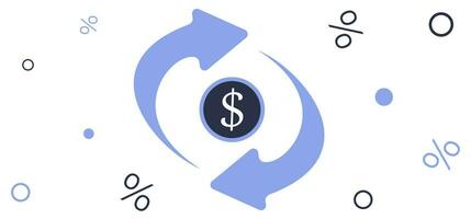 Illustration of a purchase with a partial refund. Concept of cash back vector